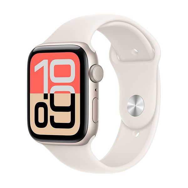 Apple Watch Series SE 3 44mm Starlight Aluminum Case with Starlight Sport Band S/M